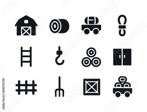Hay Storage Icons. Hay Storage. Solid icon set of Hay Storage: b