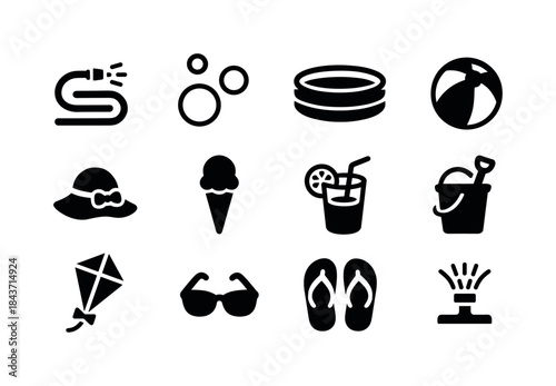 Kids Summer Icons. Kids Summer. Solid icon set of Kids Summer: g