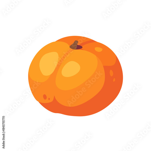 Ripe tangerine with soft highlights, fruit icon, isolated flat style vector illustration
