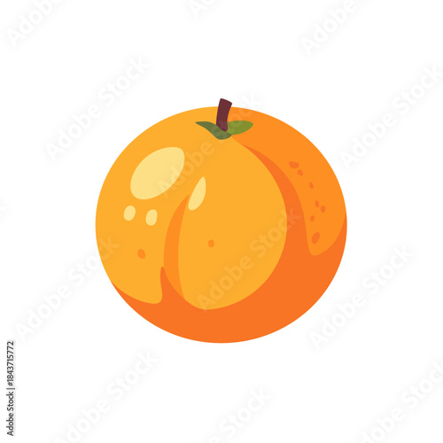 Whole grapefruit with stem and shine, fruit icon, isolated flat style vector illustration