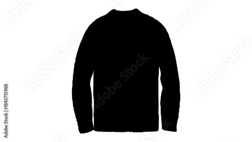 Black silhouette of a long-sleeved shirt or sweater against a white background.