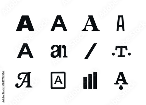 Modern Typography Icons. Modern typography styles. Solid icon se