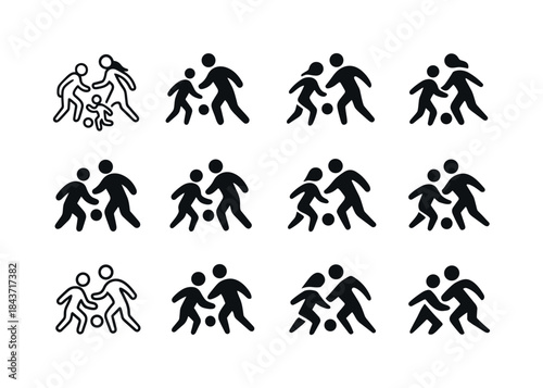 Family Sports Emblems. A family playing a sport together. Icon s