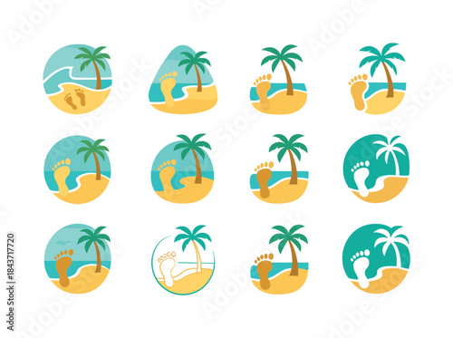 Tropical Beach Logos. Tropical Beach. Icon set. Set Logo of Trop