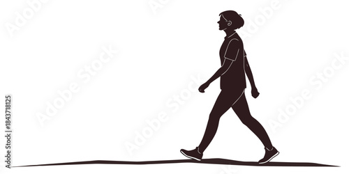 Black silhouette vector illustration of a woman in a fashion dress and a girl playing sports