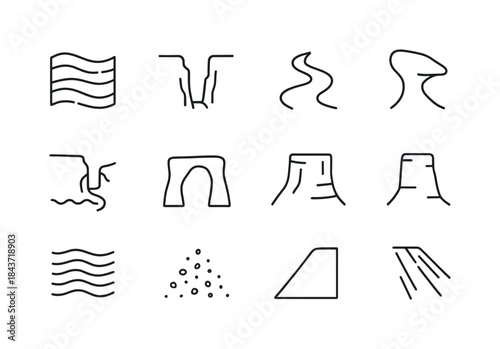 Erosion Line Icons. Erosion Forms. Line icon set of Erosion Form
