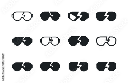 Unsafe Equipment Icons. Unsafe Equipment. Icon set. Set Logo of