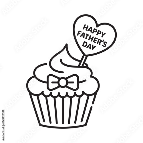 A sweet cupcake illustration with a happy father s day topper