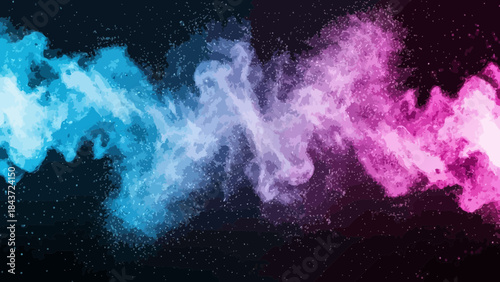 Energetic abstract cosmic clash of cool blue and hot pink powder explosion