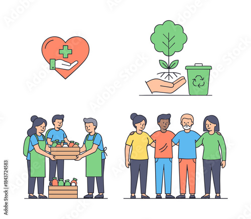 Community volunteers working for charity and environment