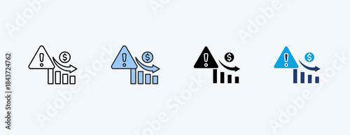 Financial Crisis Multiple Icon Illustration Vector