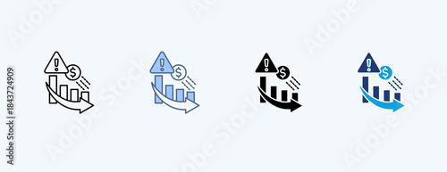 Recession Impact Multiple Icon Illustration Vector