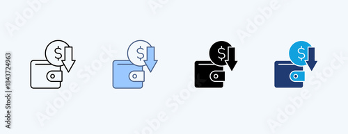 Budget Deficit Multiple Icon Illustration Vector
