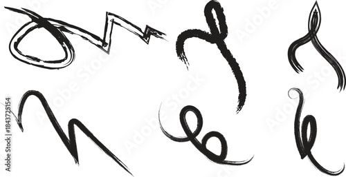 Collection of five distinctive handwritten signatures or autographs