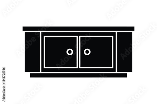 Modern sideboard furniture cabinet silhouette vector illustration