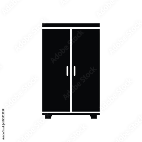 Simple wardrobe storage furniture silhouette vector illustration