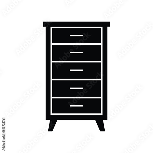 Tallboy chest of drawers furniture design silhouette vector illustration