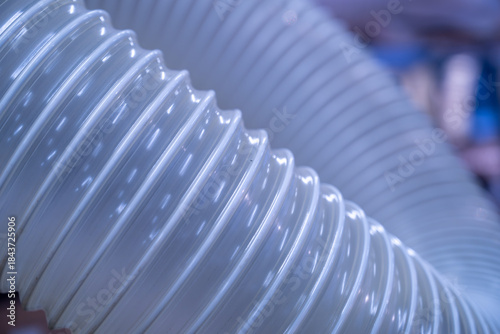 Flexible PUR antistatic suction hose for air conditioning, background flexi hose, industrial ventilation.	