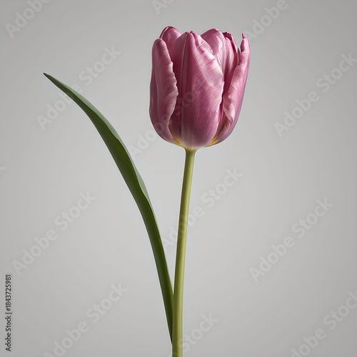 pink tulip on white background