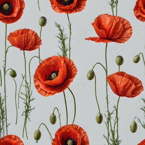 seamless pattern with poppy flowers
