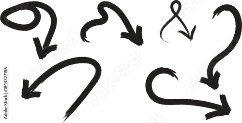 Collection of hand drawn black arrows on white background