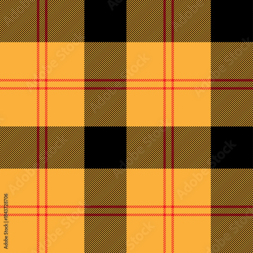 yellow and black check tartan textured patterns for textile, fabric, print, background, clothing, garments, tablecloth and wrapping paper. Vector Scottish plaid design illustration