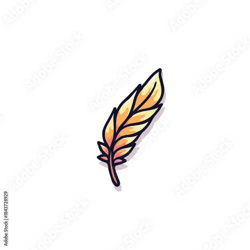 Delicate feather illustration showcases light gold hues, intricate details and ethereal softness