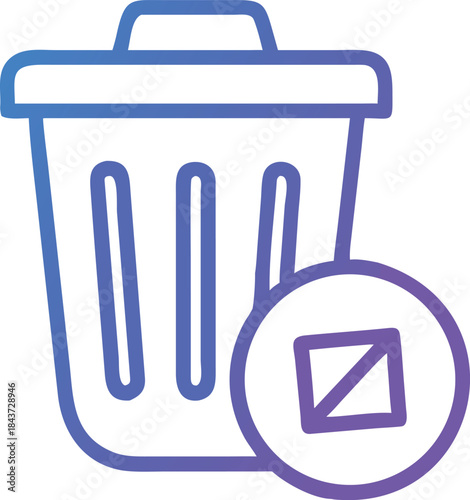 Gradient Trash Can Icon with Delete Confirmation Symbol