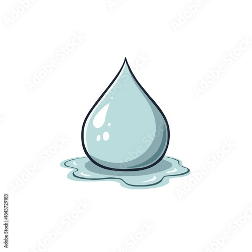 Illustrative teardrop with shiny reflection creating a captivating water droplet on plain