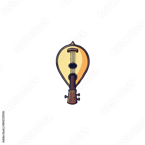 Stylized illustration of a lute instrument showcasing musical heritage and craftsmanship a vintage