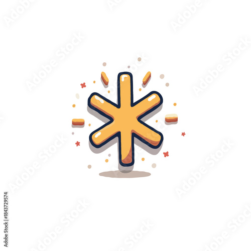 Stylized medical symbol with bright colors, playful design, evoking concepts of health and