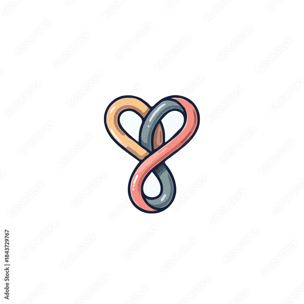 Fototapeta premium Symbolic intertwined hearts representing everlasting bond and infinite affection with creative