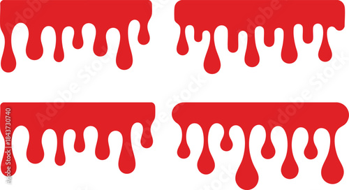 Dripping paint or blood set. Liquid with hanging drops. Halloween design collection.