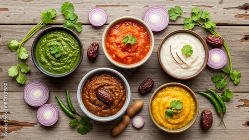 Wallpaper Mural Assortment of Delicious Indian Chutneys and Dips. Torontodigital.ca