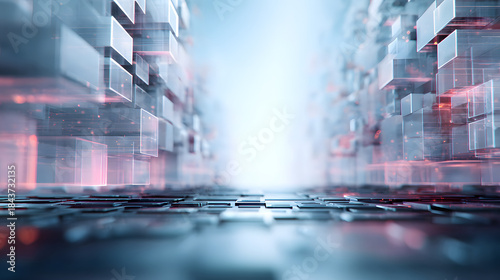 Dynamic digital space exploration futuristic environment abstract imagery technology perspective