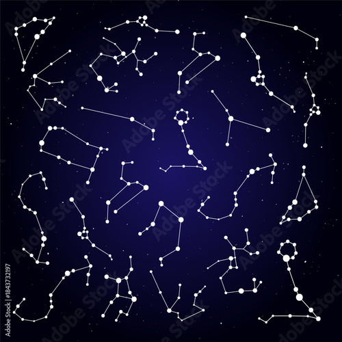 astrological sign symbols. minimalist vector. set of symbols for horoscope. 12 zodiac signs. Aries, Taurus, Leo, Gemini, Virgo, Scorpio, Libra, Aquarius, Sagittarius, Pisces, Capricorn, Cancer