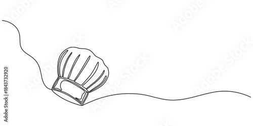 Drawing of a single continuous line of a chef's hat . Symbol of cafe , cooking in a simple one line style. Vector editable illustration, Chef Hat Continuous Line Icon, One line drawing illustration.