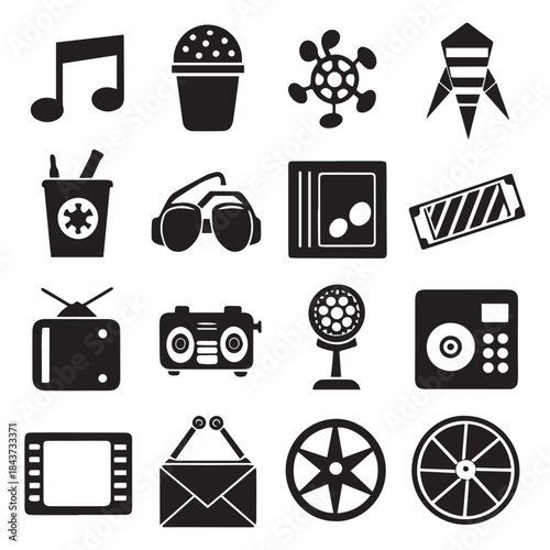 Entertainment Media Icon Set Collection