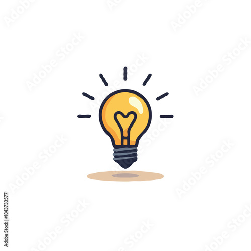 Creative inspiration represented by glowing light bulb with a heart shaped filament design and