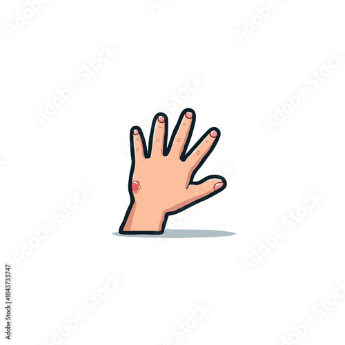 Illustration depicting an outstretched human hand expressing five fingers and a possible minor