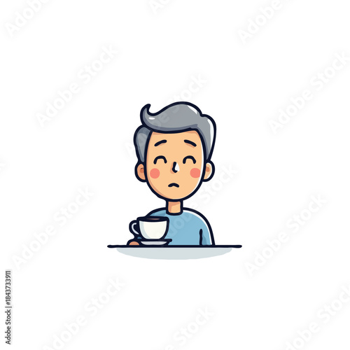 Pensive character enjoying warm drink early morning portraying peaceful solitude and contemplative