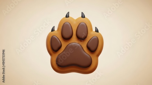Stylized Paw Print with Claws on a Textured Background.