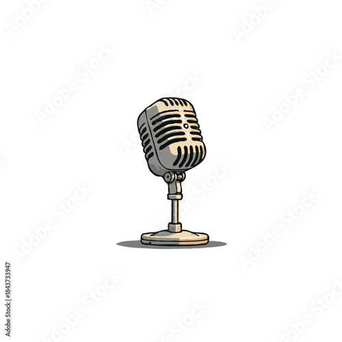 Retro vocal microphone captures classic broadcasting style for audio recording sessions and live