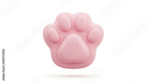 Pink Paw Print Icon Isolated on White Background, Cute Animal Footprint Symbol, Pet Care Concept.
