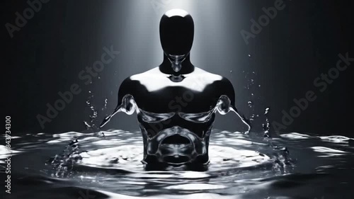 Molten Metal Waves Forming Faceless Human Silhouette – Seamless 4K Loop