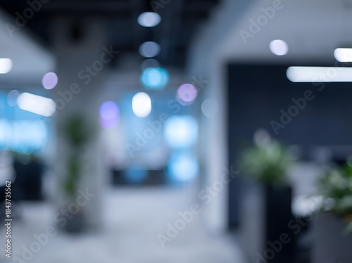 Wallpaper Mural Abstract blurred modern office interior background with cool blue tones and soft bokeh lights Torontodigital.ca