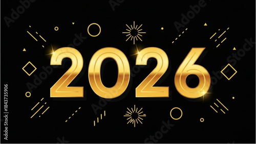 Happy New Year 2026 Greeting Card with Festive Snowflakes for the New Year