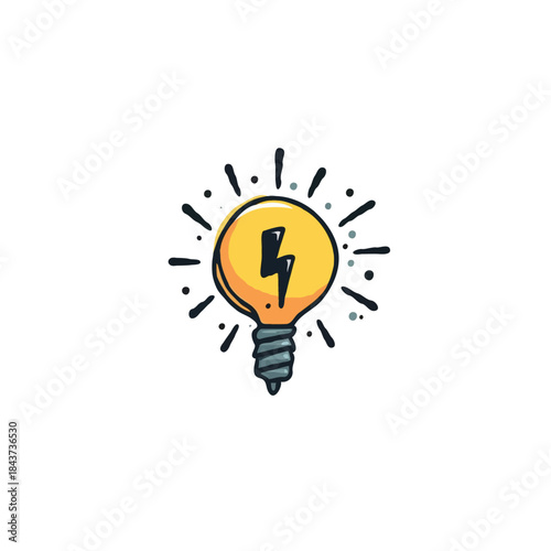 Illuminating creative concept electric surge energy with glowing lightbulb, symbolizes innovation