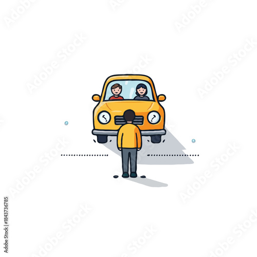 Pedestrian safety concerns highlighted by a roadside interaction involving a car with passengers