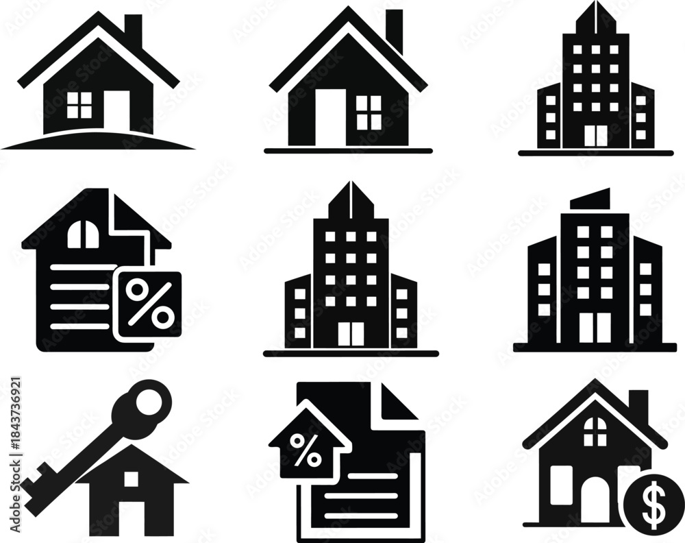 Fototapeta premium Real estate and finance icons